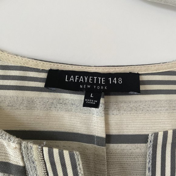 Lafayette 148 New York Dolman Sleeve, Vertical Stripe‎ Boxy Blouse, Size L - Picture 3 of 7